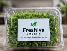 Freshiva Greens microgreens in a clear hygienic pack